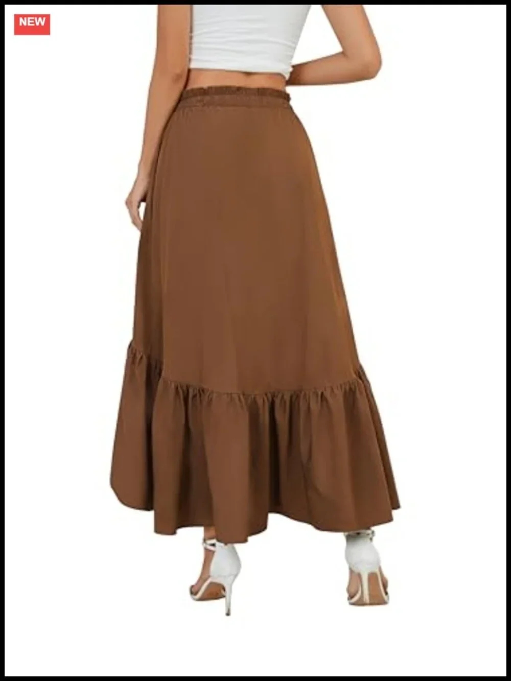 Women's Boho Wrap Maxi Skirt Ruffle High Low Asymmetrical